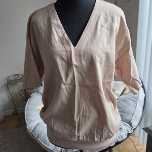 Alfani Women's Tan V-Neck Tunic Top